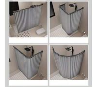 Shein Cortina de ducha plegable moderna - Separación húmeda/seca, material de poliéster, diseño a rayas con ganchos y correa de almacenamiento, adecuada par