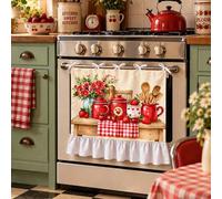 Shein Cortina de puerta de horno estilo granja,Falda de horno,Cubierta decorativa para puerta delantera de lavavajillas,Cubierta de puerta de horno de cocin