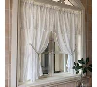 Shein Cortina transparente de un solo panel de color unicolor, cortina arrugada con pantalla de ventana para decoración del hogar