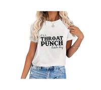Shein Cotton Short Sleeve Women Its A Throat Punch Kinda Day Funny Saying Gr Short Sleeve Women's Graphic T-Shirt: Stylish and Comfortable Summer Top for Me