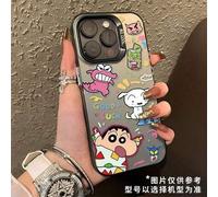 Shein Crayón Shin-Chan compatible con teléfonos 16, 15, color plata, 13, 14 Plus, 11 Pro Max y pareja.