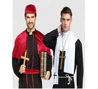 Shein Cruz, Disfraz de sacerdote de Halloween, Disfraz de Jesús, Túnica de sacerdote misionero masculino, Disfraz de misionera María (Nota: No es talla gran