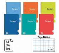 Shein CUADERNO BLOC ESPIRAL CAMPUS A4 TAPA CARTON BASICA FINA 80 H 60G. HOJAS FINAS PACK 6 CUAERNOS COLORES SURTIDOS CUADRÍCULA 4 MM DOUBLE RAYA 2.5MM/3.5M