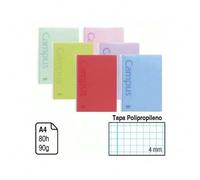 Shein CUADERNO CAMPUS ORIGINAL BLOC ESPIRAL CAMPUS COLOR PASTEL TAMAÑO A4 PACK DE 6 CUADERNOS CON TAPA POLIPROPILENO PLASTICO FUERTE 80 HOJAS CUADRÍCULA 4