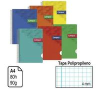 Shein CUADERNO CAMPUS ORIGINAL BLOC ESPIRAL CAMPUS TAMAÑO A4 TAPA POLIPROPILENO PLASTICO FUERTE 80 HOJAS FUERTES. 90 G CUADRÍCULA 4MM PACK DE 6 UNIDADES GRA