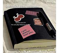 Shein Cuaderno con 368 páginas de cartulina negra gruesa, estilo de alta calidad Ins, un cuaderno dura un año, útiles escolares, vuelta al colegio