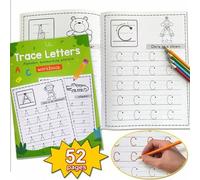 Shein Cuaderno de 52 páginas con actividades de rastreo del alfabeto ABC. Libro de práctica de caligrafía con hojas para practicar la escritura en letra may
