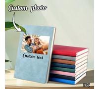 Shein Cuaderno de Diario Personalizado A5 con Nombre/Logo/Texto/Imagen, 5.7"X8.3" 200 Páginas, Rosa&Negro, Cuaderno de Cuero con Divisores para Mujeres, Dia
