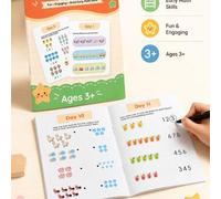 Shein Cuaderno de ejercicios de lógica matemática preescolar de 20 días, libro interactivo de entrenamiento de habilidades matemáticas tempranas, adecuado p