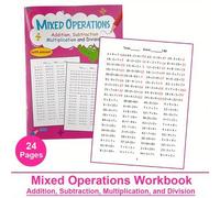 Shein Cuaderno de ejercicios de operaciones matemáticas mixtas 4 en 1 con respuestas para grados 1-3. Incluye práctica de resta, suma, multiplicación y divi
