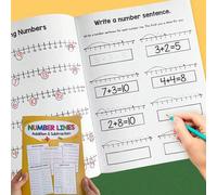 Shein Cuaderno de Matemáticas para Niños de 32 Páginas, Libro de Práctica de Matemáticas Básicas para Preescolar & Jardín de Infantes, Rectas Numéricas, Sum