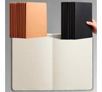 Shein Cuaderno de piel de vaca color negro sólido tamaño A5, 36 páginas en blanco, unidad individual, útiles escolares, de vuelta a la escuela