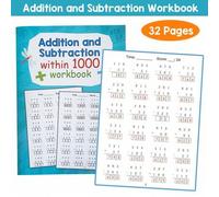Shein Cuaderno de pruebas cronometradas de matemáticas de 32 páginas: Suma y resta de 3 dígitos dentro de 1000 - Libros de matemáticas para niños - Hojas de