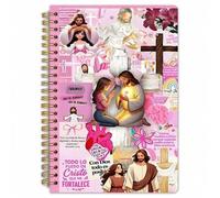 Shein Cuaderno Espiral de Fe con Collage de Jesús Rosa - Páginas Interiores Rayadas de Alta Calidad, Diseño de Arte Vibrante e Inspirador Combinado con Ilus