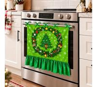 Shein Cubierta para puerta de horno navideña, Falda de horno, Cubierta decorativa para puerta delantera de lavavajillas, Cubierta para puerta de horno con e