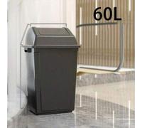 Shein Cubo de basura de plástico de 50L/60L de alta resistencia, diseño minimalista moderno, tapa abatible silenciosa + cierre a prueba de fugas, orificios