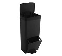 Shein Cubo de basura o reciclaje 70L en NEGRO, VERTICAL, en 2 Compartimentos, Papelera para residuos, 76 cm de altura, fácil gestión, Negro antracita