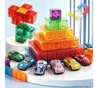 Shein Cubos magnéticos apilables de 2.5cm, juguete de coche pequeño; adecuado para niños, juguetes sensoriales y educativos Montessori, bloques de construcc
