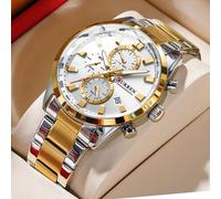 Shein de hombres Reloj cuarzo cronógrafo impermeable de acero inoxidable con tira Reloj de pulsera