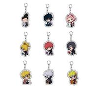 Shein Decoración colgante de bolso de dibujos animados, llavero de acrílico con los personajes Sasuke Uchiha, Sakura Haruno, Kakashi Hatake, accesorio lindo