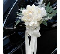 Shein Decoración de flores para el espejo retrovisor del coche de boda, decoración de moño para el asa de la puerta del coche de boda