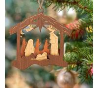 Shein Decoración de la escena de la natividad de Jesús, adorno colgante de Pascua con forma de estrella de la escena de la natividad, decoración del nacimie