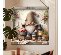 Shein Decoración de pared de estilo campestre con gnomos, señales de flores de primavera de madera 2D, estilo clásico para decorar interiores/exteriores, ja