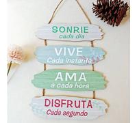 Shein Decoración de pared de madera con cita inspiradora en español "DISFRUTA Cada Segundo", adecuada para el hogar, la habitación o como regalo de graduaci