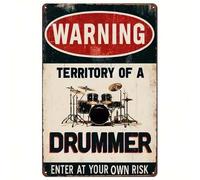 Shein Decoración de pared de madera estilo vintage con advertencia de set de tambores de 5.85 X 7.8 pulgadas, adecuado para sala de música, club, bar y deco