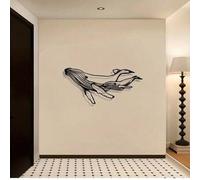 Shein Decoración de pared de metal de ballena grande & pequeña - Estilo marino de hierro negro para decoración interior/exterior, escultura colgante de pare