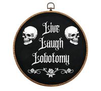 Shein Decoración de pared gótica, decoración del hogar de humor gótica, señal "Live Laugh Lobotomy" para decoración gótica, arte de pared negro oscuro colga