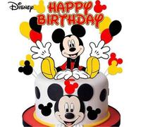 Shein Decoración de pastel de cumpleaños de Mickey y Minnie, suministros de decoración para fiesta de aniversario con tema de dibujos animados de Mickey Mou