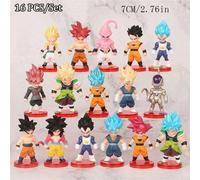 Shein Decoración navideña Bandai 16 PIEZAS/Set Figura de anime Super Saiyan Son Goku, Son Gohan, Vegeta, Broly, Piccolo, Majin Buu - Juego de figuras de acc