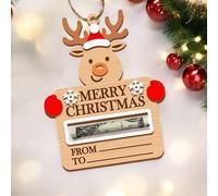 Shein [Decoración navideña] Cartel de madera "Navidad", 1 pieza, Adorno de monedero de madera navideño, Portabillete, Tarjeta de dinero de Feliz Navidad, Ad