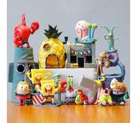 Shein Decoraciones de cumpleaños de Bob Esponja y sus amigos, decoración de mesa, decoradores de pasteles, decoraciones submarinas de acuario, incluye figur