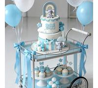 Shein Decoraciones de pastel "Es un niño" Decoración de tarta con figura de elefante para fiesta de cumpleaños de bebé niño, revelación de género, baby show