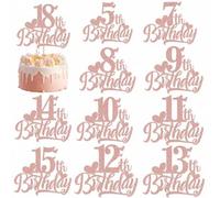 Shein Decoraciones de tarta de cumpleaños en forma de corazón rosa - Para celebraciones de cumpleaños 5th/7th/8th/9th/10th/11th/12th/13th/14th/15th/18th, de