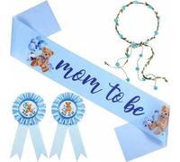 Shein Decoraciones para fiesta de embarazo con tema de animales del bosque: faja de maternidad, insignia para papá y diadema con corona de flores. Hermosa f