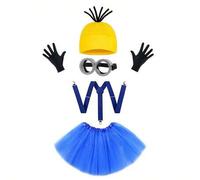 Shein Decoraciones y set de cosplay con tema de Minions, 1/2/4/6 piezas, incluye personajes Stuart+Bob+Kevin, sombreros de fiesta, gafas con personajes de d