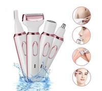 Shein Depiladora eléctrica para mujeres 4 en 1, set multifuncional de afeitadora eléctrica para mujeres, recortadora de línea de bikini, recargable por USB,