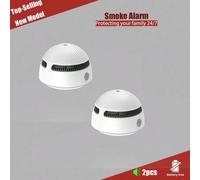Shein Detectores de humo en miniatura (2 unidades), alarma de humo y alarma de incendios, batería de 10 años de duración, haz fotoeléctrico y botón de silen