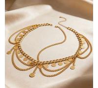 Shein Diadema de estilo bohemio de moda con cadena de aleación redonda y colgante de cristal. Un accesorio hermoso. Adecuado para que las niñas lo usen en f