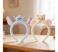Shein Diadema de peluche de la serie Disney Stitch y Winnie the Pooh, 2 estilos opcionales, diseño 3D lindo, material suave y esponjoso, banda para el cabel