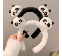 Shein Diadema de peluche de panda linda para mujeres, diadema antideslizante para lavarse la cara, maquillaje, mascarilla, accesorios para el cabello, otoño