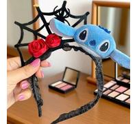 Shein Diadema negra de Stitch de Disney, diadema divertida y linda de animal de dibujos animados para que las niñas se laven la cara, accesorio de cabello l