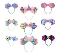 Shein Diademas de orejas de Mickey - Stitch/Sirenita, Stitch/Frozen/Serie Castillo Disney, Serie El Rey León/Mickey, Diademas/Bandas para el cabello con dis