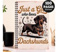 Shein Diario y Planificador Lindo de Dachshund - Cuaderno Espiral Tamaño A5, con Diseño de Raza Dachshund, Similar al Diario de Cachorro de Lilo y Ein, Perf