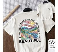 Shein Dios toma lo que está roto y lo convierte en algo hermoso Camisetas de verano de 100% algodón de manga corta para mujer, conjuntos casuales de mujer,