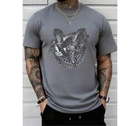 Shein "Diseño de perezoso divertido, refranes divertidos "Vine, vi y no me apetecía" Camiseta retro para hombre con cuello redondo de algodón, manga corta,