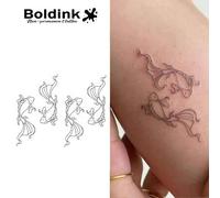 Shein Diseño de tatuaje temporal inspirado en un lindo pez dorado pequeño, diseñado con belleza, acabado mate natural, resistente al agua dura 1-2 semanas,
